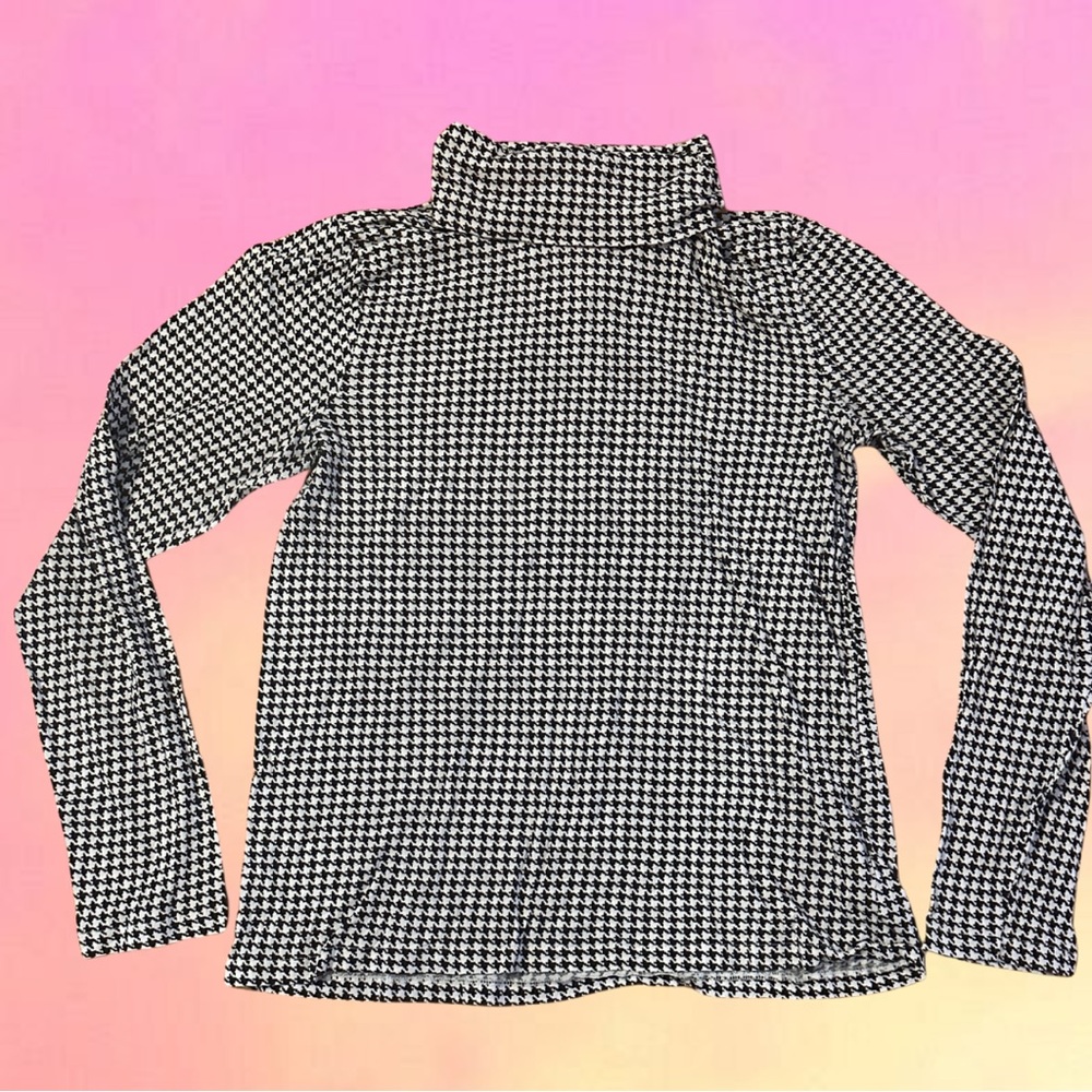 Houndstooth JCrew Black White Turtleneck Size L